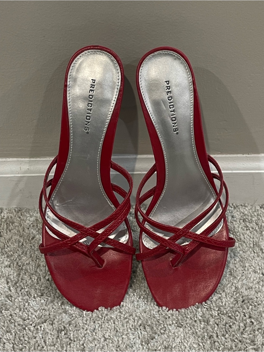 Y2K Predictions Red Strappy Kitten Heels Size 8